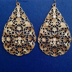 Indian style gold teardrop earrings